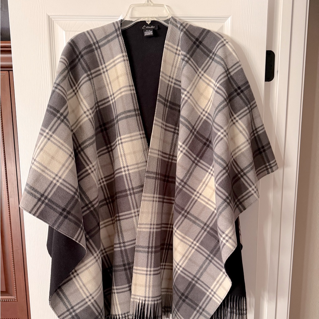 Shawl, Gray, Black And Beige.
